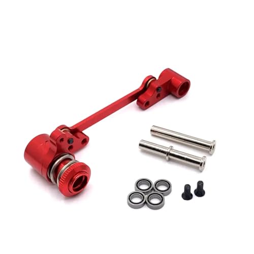 for Wltoys 144010 144001 144002 124016 127017 124018 124019 LC 1/14 RC Car Upgrade Metal Steering Assembly Repair Parts RC Car Repair Kit(Red) - color: Red