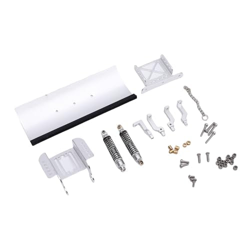 Zunate 1/18 Scale RC Metal Snow Plow Replacement for Crawler, Alloy Front Shovel with Shock Absorption for Winter Scenes & Obstacle Clearing (Silver) - color: Silver