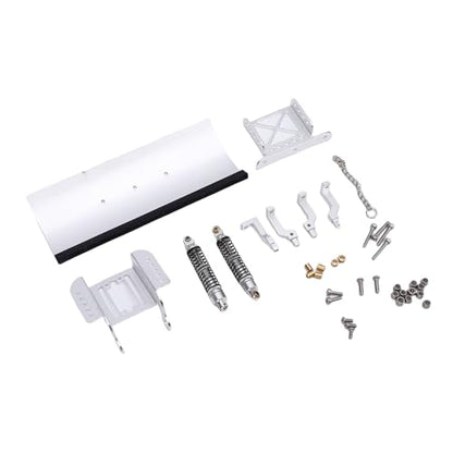 Zunate 1/18 Scale RC Metal Snow Plow Replacement for Crawler, Alloy Front Shovel with Shock Absorption for Winter Scenes & Obstacle Clearing (Silver) - color: Silver