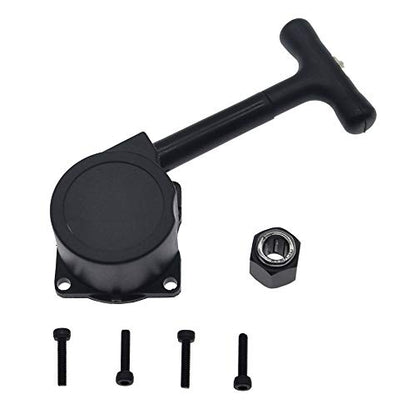 RC Nitro Car Pull Starter R020 Recoil Start & 12mm Hex Nut One Way Bearing for 1/10 HSP Redcat Vertex VX 16 18 21 CXP SH 18 21 Engine(Black)