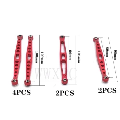 Rc Upgrade Spare For ZP 1001 1002 1003 1004 1/10 Remote Control Metal Modified Connecting Pull Rod Links RC Crawler For Climbing Car Upgrade Parts(Red) - color: Red