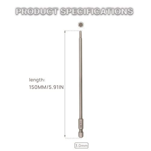 RC Hex Bit 6 Inch Power Bits 4mm for Screwgun/Power Drill(3MM X 3PCS) | High-speed Steel Precision Screwdriver Bits,Hex Head Allen Wrench Drill Bit Set,Magnetizable Tips,S2 alloy steel - size: 3MM X 3PCS