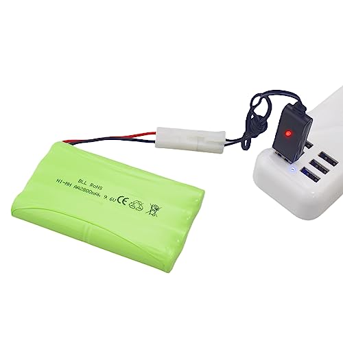 2PCS AA 9.6V 2800mAh Rechargeable Battery with Tamiya Plug and 2PCS USB Charging Cable Suitable for RC Toy Cars, Trucks, Tanks, Engineering Vehicles, RC Ships Spare Battery Pack
