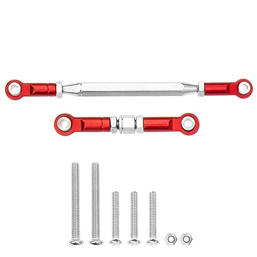Metal Adjustable Turnbuckles Camber Links Pull Rod Steering Servo Linkages Tie Rod Compatible with MN Model MN D90 99S MN90 1/12 RC Crawler Car (Red) - color: Red