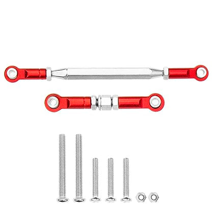 Metal Adjustable Turnbuckles Camber Links Pull Rod Steering Servo Linkages Tie Rod Compatible with MN Model MN D90 99S MN90 1/12 RC Crawler Car (Red) - color: Red