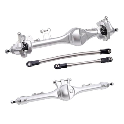 F10T Aluminum Front Rear Straight Axle Complete for 1/10 RC Crawler Axial SCX10 II Vanquish VS4-10 Phoenix F10T Upgrade Parts (Silver Set) - color: Silver Set
