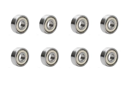 8-Pack 607-ZZ Double Rubber Sealed deep Groove Ball Bearings, 7MMx19MMx6MM, pre-Lubricated, Stable Performance, and Cost-Effective Ball Bearings - size: 607ZZ