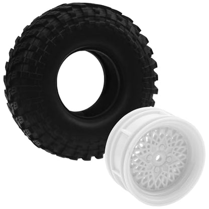 RC 1.9" RC Tires and Wheel Nylon Rims 12mm Hex Hub OD 116mm/4.56" Rubber Tyre Compatible with 1/10 Axial SCX10 RC4WD D90 Tamiya CC01 TF2 Traxxas TRX4 RC Rock Crawler (White) - color: White