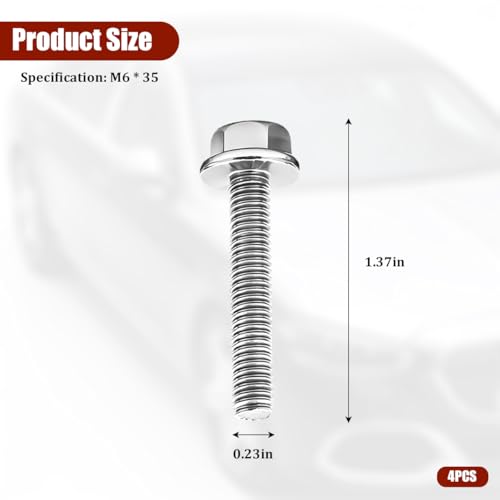 4PCS M6 x 35mm Car Ignition Coil Mounting Bolts, Stainless Steel | Pitch/head check, washer seat, blind-hole depth, hand-start setup, service-manual torque, automotive repair accessories - size: M6*35