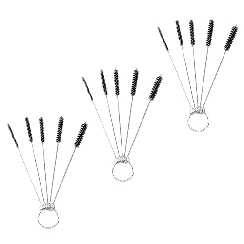 Antrader 15Pcs 4 Inch Nylon Tube Cleaning Brushes Set, Multi-Size Diameter | Flexible Bristle Pipe Cleaners with Keyring,Multi Size Combination, Universal For Carburetor/Tube/Straw