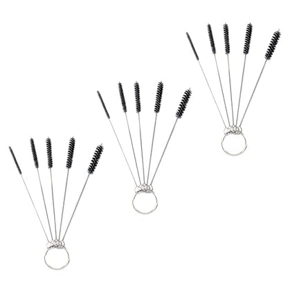 Antrader 15Pcs 4 Inch Nylon Tube Cleaning Brushes Set, Multi-Size Diameter | Flexible Bristle Pipe Cleaners with Keyring,Multi Size Combination, Universal For Carburetor/Tube/Straw