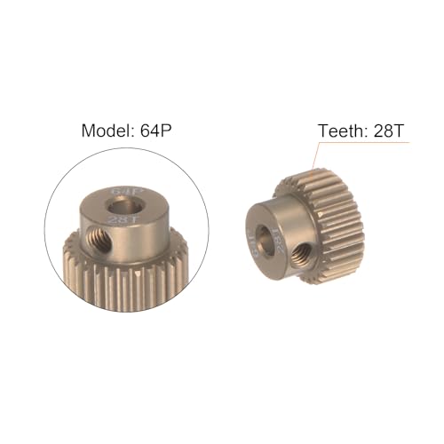 uxcell 64DP Pinion Gear Set 3.175mm (1/8") Shaft 26T 27T 28T 29T 30T Aluminum Alloy Motor Gears for 1/10 RC Car (5pcs) - size: 3.175mm (1/8") x 26T 27T 28T 29T 30T