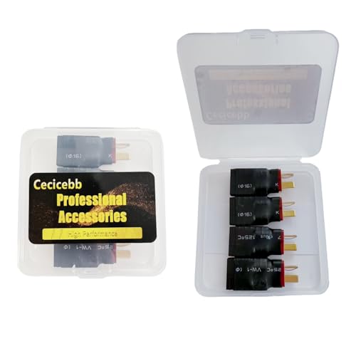 4 Pack Male Deans-T Plug Connector Adapter Compatible with TRX Wireless Converter for RC Battery Charger Slash Conversion Adapter with Storage Box