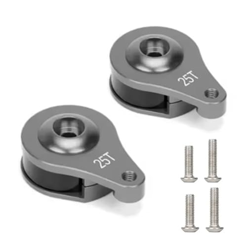 2 Sets Aluminum 25T Servo Saver 1 Hole Adjustable Hi-Torque Servo Horn for 1/10 SCX10 Capra TRX4 TRX6 RC Car Crawler Boat Parts (Titanium) - color: Titanium