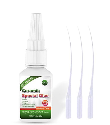 30g Ceramic Glue, Instant Ceramic Super Glue for Porcelain &Pottery | Fast Drying | Heat Resistant | Waterproof Strong Adhesive for Bonding Ceramic, Dishes, Tiles, DIY Crafts - size: Ceramic Glu