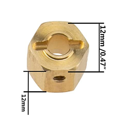 ShareGoo Brass 12mm Hex Wheel Hub Wheel Drive Hex Adapter Compatible with Axial SCX10 Wraith 90027 90046 Tamiya CC01 D90 Redcat Gen7 Gen8 1/10 RC Crawler (12mm Thickness) - size: 12mm Thickness