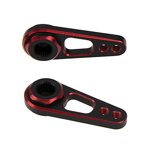 2Pack Vgoohobby Aluminum Alloy RC Double Hole 25T Steering Servo Arm Horn Compatible with Recat Axial SCX10 90046 Traxxas TRX-4 1/10 RC Crawler Climbing Car (Red-Black) - color: Red-black