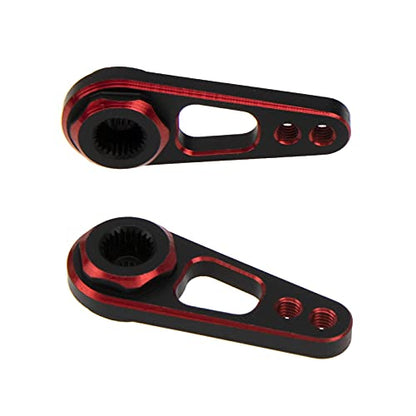 2Pack Vgoohobby Aluminum Alloy RC Double Hole 25T Steering Servo Arm Horn Compatible with Recat Axial SCX10 90046 Traxxas TRX-4 1/10 RC Crawler Climbing Car (Red-Black) - color: Red-black