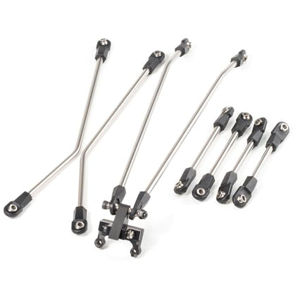 Stainless Steel Links Kit and Carbon Rear Link Riser, Fit for V3 Chassis | 4mm Stainless Steel Links with 16 Rod Ends, Based on Capra Portal Axle, Adjustable Wheelbase