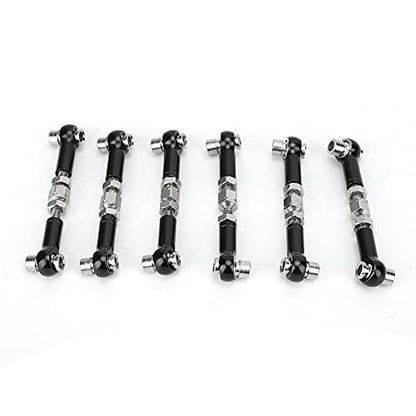 6 Pcs Adjustable Servo Links Tie Rod Set High Precision Aluminum Alloy RC Car Accessories for 1/10 1/12 Buggy Touring Drift Cars Red Purple Black Dark Blue Light Blue (Black) - color: Black
