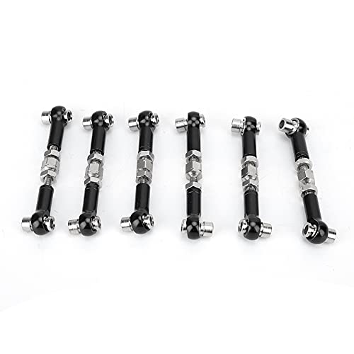 6Pcs Aluminum Alloy Adjustable RC Servo Linkages Turnbuckles Rods Set Compatible for 1/10 1/12 RC Car Buggy Truck in 5 Colors (Black) - color: Black