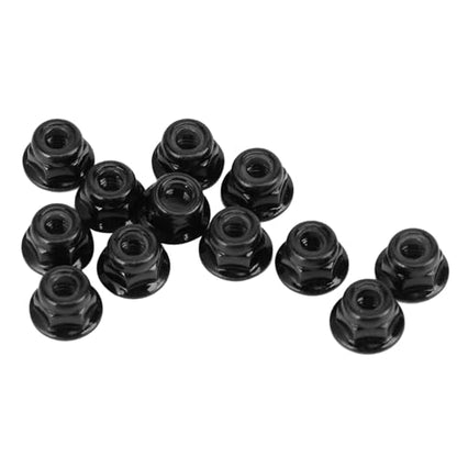 Demeras Wheel Lock Nut Non Slip Metal Tire Lock Nut 4mm Compatible with Axial SCX10 1 10 RC Model Car 12PCS(Black)