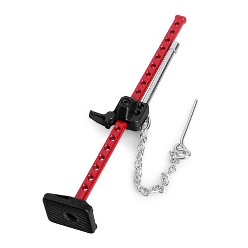 Slideable Mini RC Jack Stand, Adjustable Simulation Lifting Jack Tool for SCX24 AX24 TRX4M FCX18 FCX24 1/18 1/24 RC Crawler Car (Red & Black) - color: Red & Black