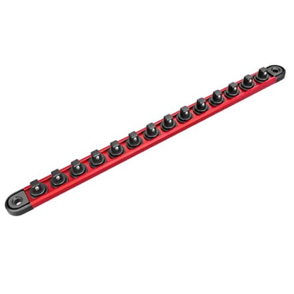 Magnetic Socket Organizer, 3/8" Heavy Duty Aluminum Metric & SAE Socket Rail Organizer, 360° Swivel Clips Socket Holder, Automotive Garage Drive Socket Tray Tool Holds 14 Sockets (3/8) - size: 3/8
