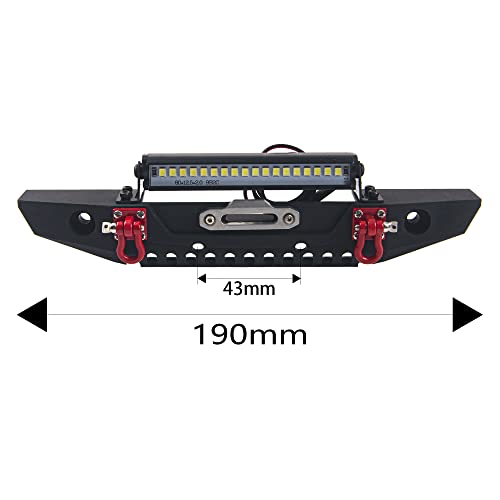 ShareGoo Metal Front Bumper with Lights Bar Tow Trailer Compatible with Traxxas TRX-4 Axial SCX10 90046 90047 SCX10 II 1/10 RC Crawler Car