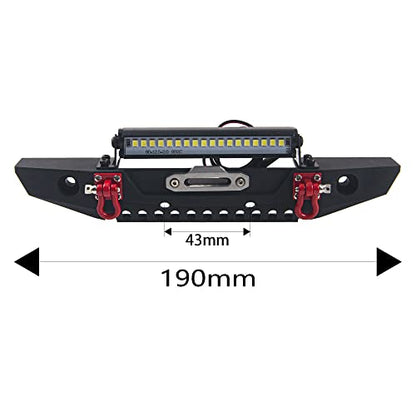 ShareGoo Metal Front Bumper with Lights Bar Tow Trailer Compatible with Traxxas TRX-4 Axial SCX10 90046 90047 SCX10 II 1/10 RC Crawler Car