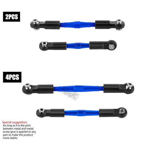 Adjustable Turnbuckles Camber Upgrades Part for 1/8 Typhon 4WD 3S MEGA 550 BLX,1/10 Big Rock 4X4 V3 3S BLX RC Car,Tie Rod Set Link Linkage Rod,Adjustable Links Steering Links,(Navy Blue). - color: Blue(6pcs)