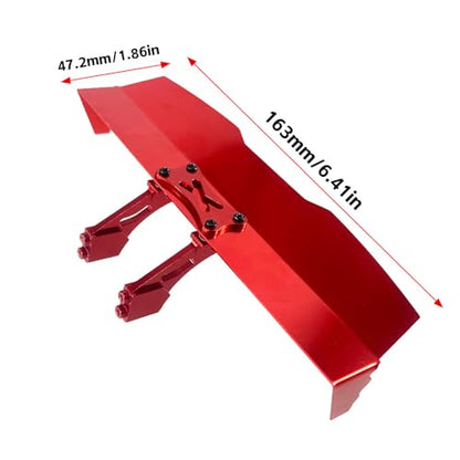 MJX 1/16 16207 H16PL RC Car Upgrade Modification Parts Accessories Metal Rear Wing Assembly (Red) - color: Red