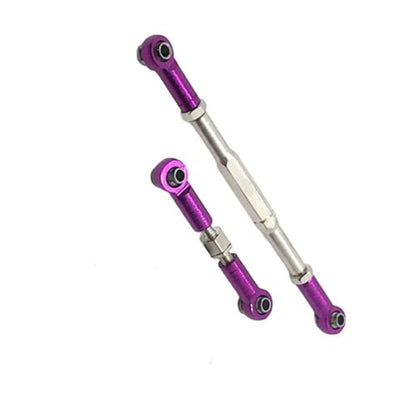 Front Rear Drive Shaft for WPL C14 B1 B14 B16 B24 B26 Steering Tie Rod Set for 1/16 rc Car Crawler Part 2pcs Metal Linkage Servo Link(Purple) - color: Purple