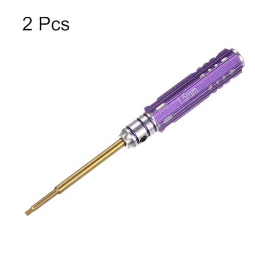 HARFINGTON 2pcs RC Hex Screwdriver 1.5mm Mini Titanium Hexagon Screwdrivers Wrench RC Hex Driver Repair Tool for Models Car Helicopter Boat, Purple - color: Purple, size: 1.5mm