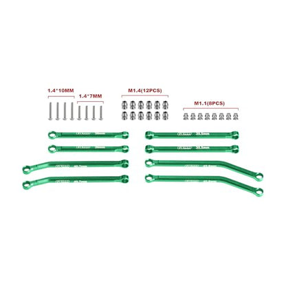 GPM for Axial SCX30 1/30 7075-T6 Aluminum Front & Rear Link Set RC Crawler for SCX30 Ford Bronco Jeep Wrangler JLU Chevrolet K10 (Green) - color: Green