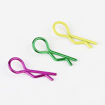 60pcs RC Body Clips Universal R Pins for 1/8 1/10 Scale On Road Car Off Road Buggy Rock Crawler Truck Short Course Shell, Purple & Yellow & Green