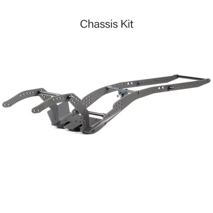 High Clearance V3 Carbon Fiber LCG Chassis Kit for 1/10 RC Crawler Comp Rig | 26° Skid Angle and LCG Design, with Delrin Skid Plate, 70mm Aluminum Carrier Bearing and 3D Printed Rock Sliders