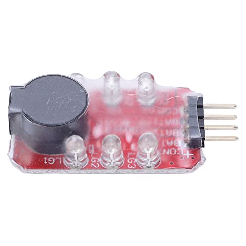 Garosa Lithium Battery Alarm, Compact Real Time Voltage Detection Buzzer Light Alert for Drones RC Vehicles PCB 2S 3S Packs 5 Pieces