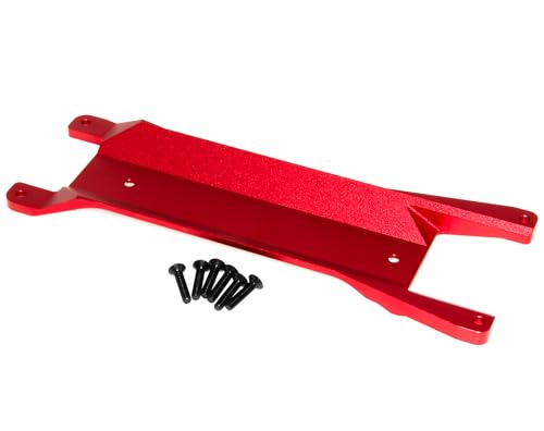 Chassis Brace Plate Compatible with 1/16 Traxxas Mini Maxx Upgrade Monster Truck Rc Car Aluminum Alloy Part Replace(Red) - color: Red
