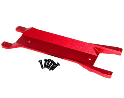 Chassis Brace Plate Compatible with 1/16 Traxxas Mini Maxx Upgrade Monster Truck Rc Car Aluminum Alloy Part Replace(Red) - color: Red