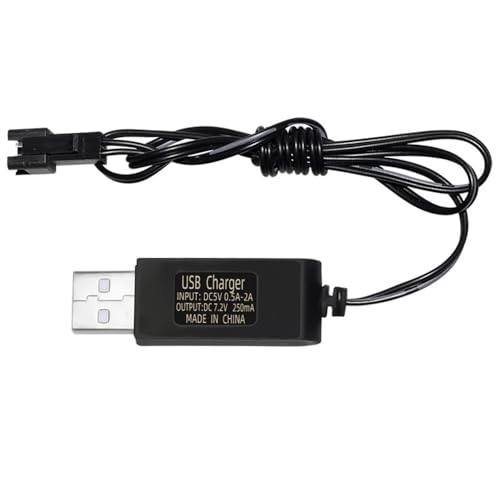 SM-2P USB Remote Control Toy Battery Charger,7.2V USB Charger Cable with SM-2P Plug Connector for Mini RC Amphibious Stunt Car Boat Trucks 1S Li-ion and Li-Po Battery 1pack/30in