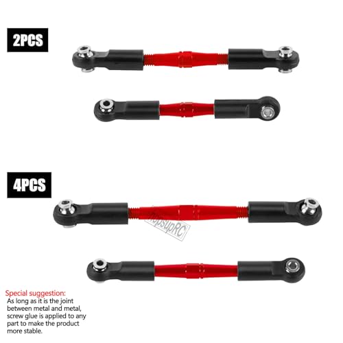 RC Adjustable Turnbuckles Camber Upgrades Part for 1/8 Typhon 4WD 3S MEGA 550 BLX,1/10 Big Rock 4X4 V3 3S BLX RC Car,Tie Rod Set Link Linkage Rod,Adjustable Links Steering Links,6PCS(Red). - color: Red(6pcs)
