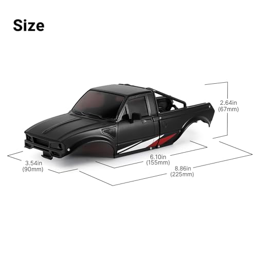 INJORA IR60 Pickup Hard Body Shell for 1/18 TRX4M Defender Bronco (Black) - color: Black