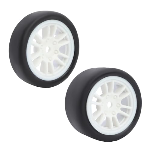 Pre-Mounted On-Road Drift Racing Wheel Tire Set Direct Pin Mount for 1/24 LOSI Micro-B WLtoys 244016-4PCS Rims Hub with Tires (White) - color: White