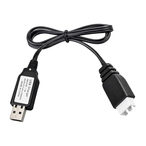 USB Charger Cable Replacement for 7.4V 2S LiPo Battery XH-3P Plug RC Car | For SCX24 SCX10 RC Car Gel Blaster Splatter Ball Gun Drone FPV Airplane trucks Q903/Q905 vehicles,2FT Charging Cord with LED