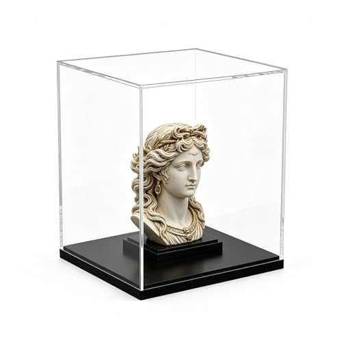 Acrylic Display Case, Clear Acrylic Display Box for Diecast Models, Dustproof Showcase with Black Base for Spaceships & Figures, No Assembly, 5.9 x 5.9 x 8.2 Inch - size: 5.9 x 5.9 x 8.2 Inch