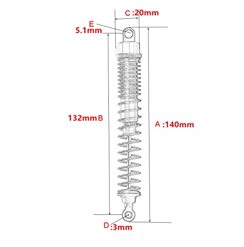 Aluminum 140mm rc shocks,Oil Adjustable RC Damper Set with Springs for 1/8 Rc Car Buggy Truck Hsp Hpi Losi Axial Upgraded Hop-Up Parts 4PCS/set(Yellow) - color: yellow