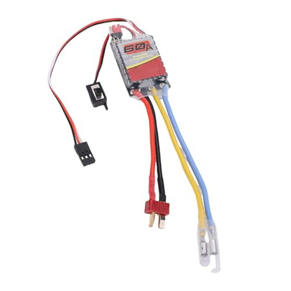 Dpofirs Electronic Speed Controller 60A Brushed ESC | T Plug Design for RC Car Boat Truck Crawler Fits 540 550 380 370 Motors
