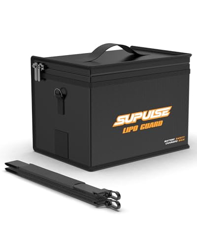 Fireproof Explosionproof Large Capacity Bag | Lipo Battery Bag for Charging Battery and Storage Guard Pouch Double Zipper Detachable Adjustable Shoulder Strap - size: big