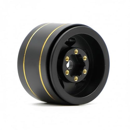 1.0” Brass Beadlock Wheels, -6.35mm Offset CNC Rims for 1/18 1/24 RC Crawler TRX4M, Axial SCX24 AX24, Redcat Ascent-18, FMS FCX24, 4 pcs, Black